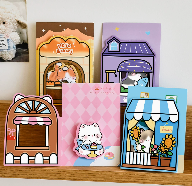 Peekaboo Cat – Window Sticky Notes | 30 Sheets, 4 Styles