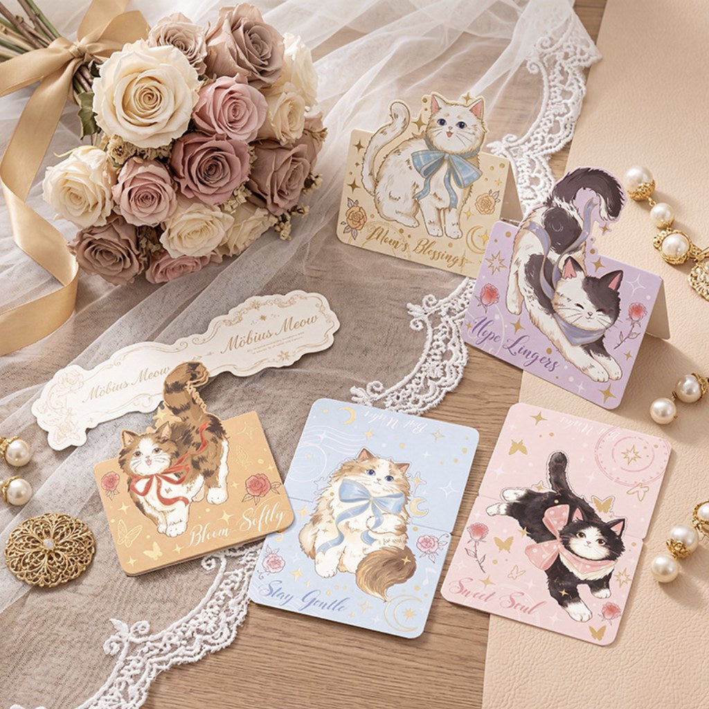 Whiskered Wishes – Gold Foil Cat Stand-Up Greeting Card (6 Designs)