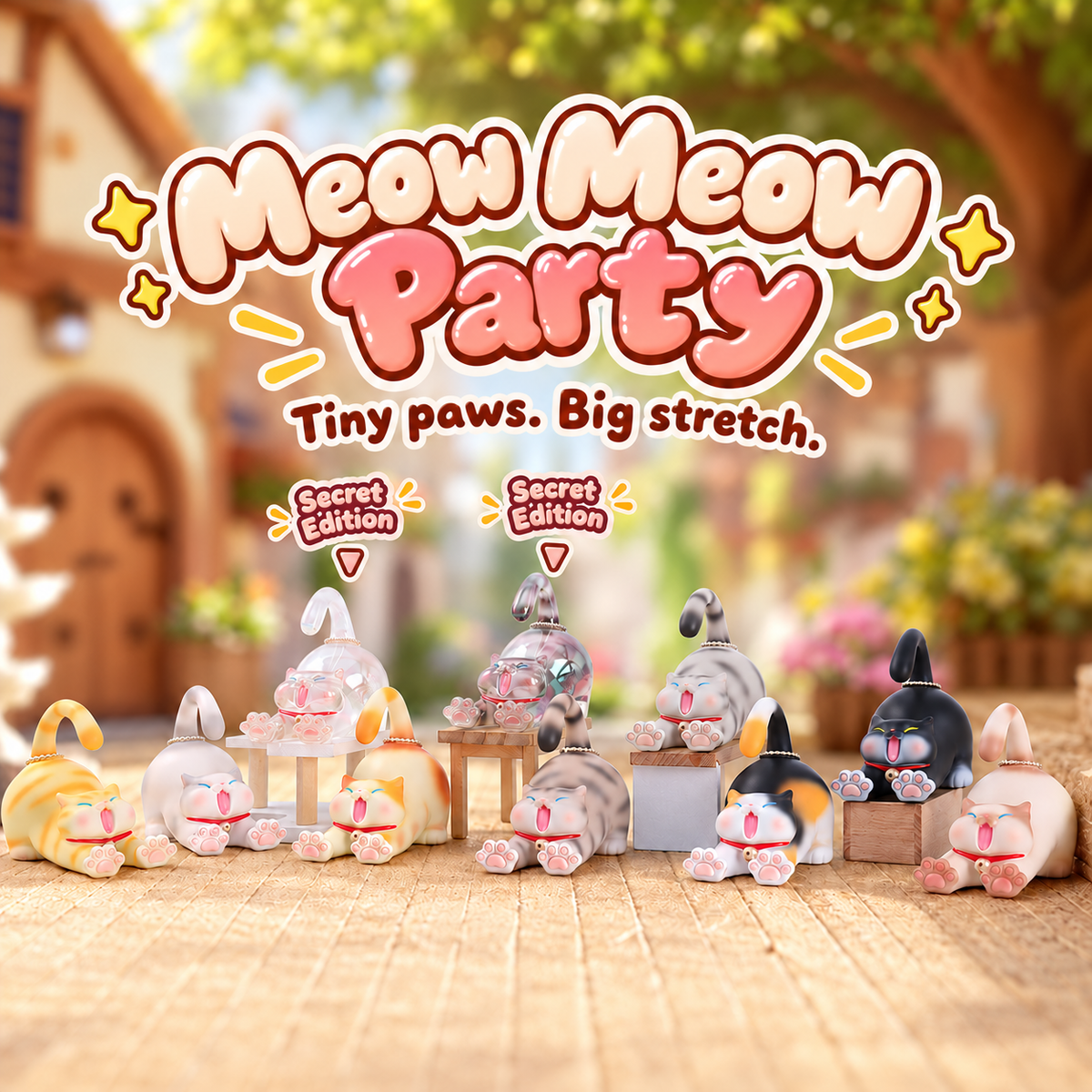Meow Meow Party – Cat Phone Stand Blind Box, 8 Designs + 2 Secrets