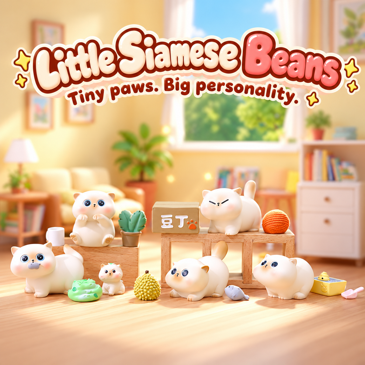 Little Siamese Beans – Cat Blind Box, 4 Designs + Secret