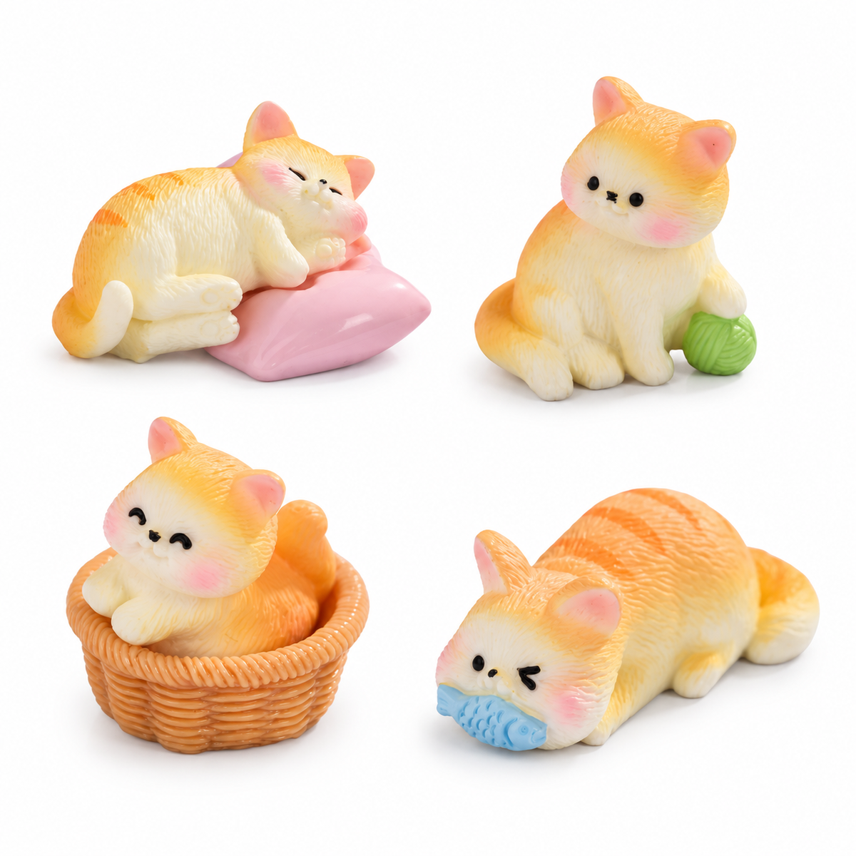 Tiny Cat Moments – Mini Resin Figurines | 4-Piece Set