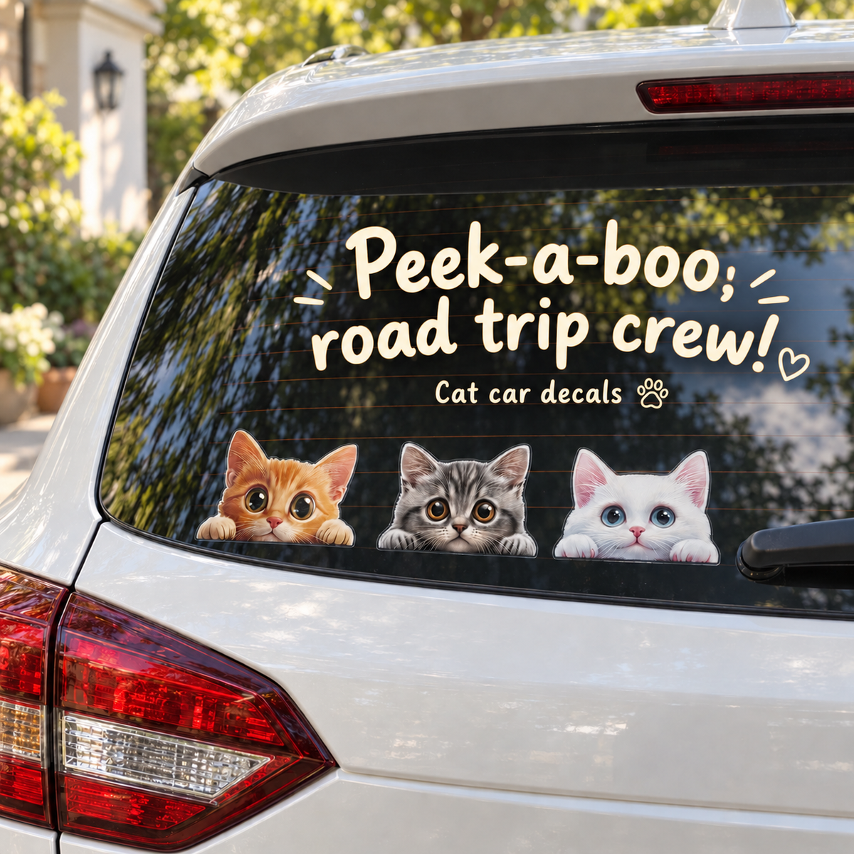 Peeking Cat Car Decal – Cute Kitten Sticker for Rear Window, Car Body & Scratch Cover, Waterproof, 7 Styles & 2 Sizes