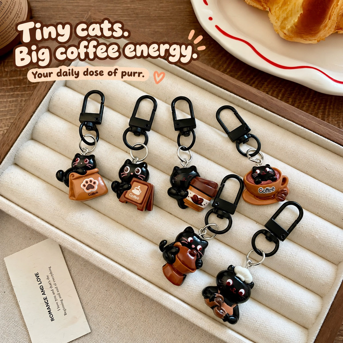 Coffee & Meow Club Keychains ☕🐾 – 6 Styles
