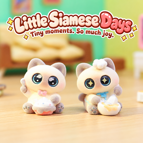 Little Siamese Days – Flocked Cat Blind Box, 12 Designs + Secret