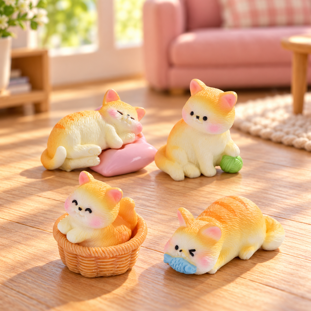Tiny Cat Moments – Mini Resin Figurines | 4-Piece Set