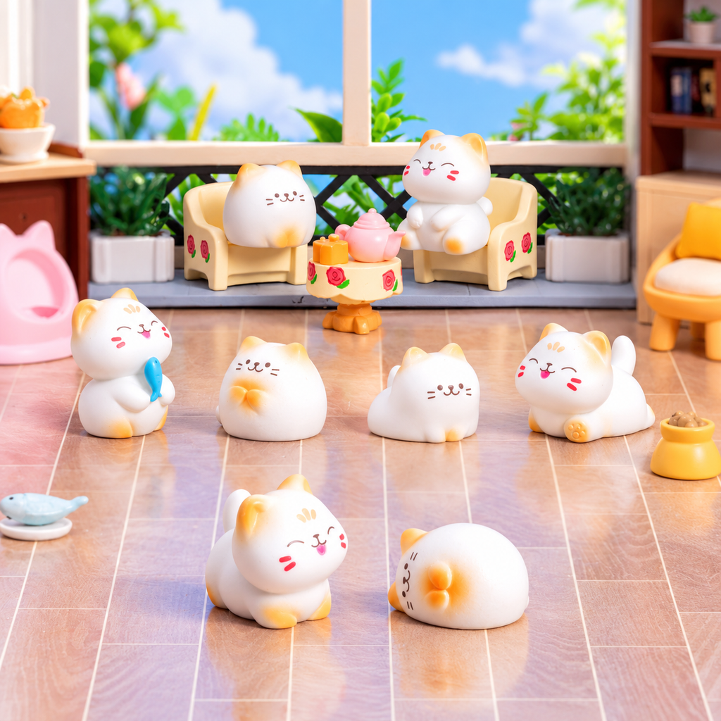 Little Purrs – Mini Resin Cat Figurines | 8-Piece Set