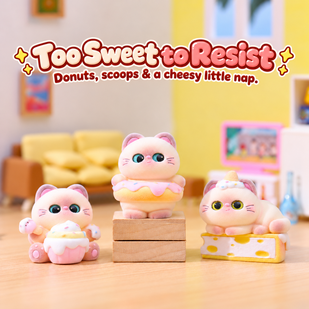 Siamese Sweet Shop – Flocked Cat Blind Box, 6 Designs + Secret
