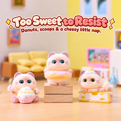 Siamese Sweet Shop – Flocked Cat Blind Box, 6 Designs + Secret