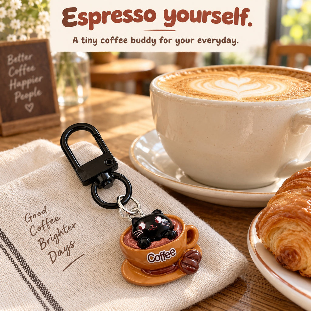 Coffee & Meow Club Keychains ☕🐾 – 6 Styles