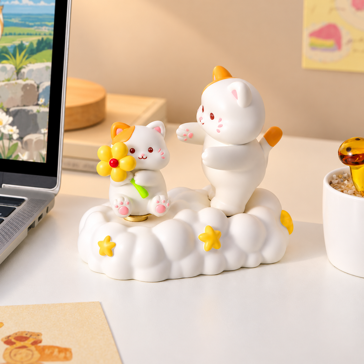 Interactive Spinning Cat Figurine – Cloud & Garden Designs｜2 Styles