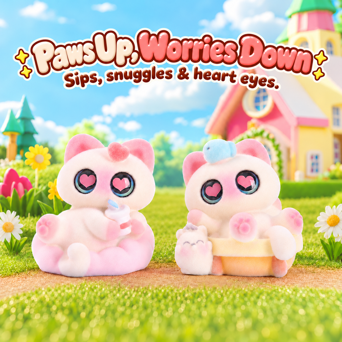Pink Siamese Days – Flocked Cat Blind Box, 12 Designs + Secret