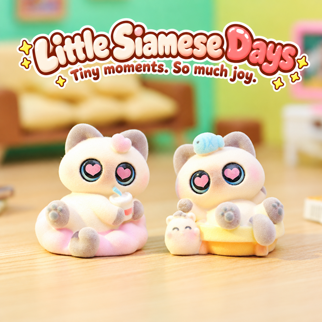 Little Siamese Days – Flocked Cat Blind Box, 12 Designs + Secret