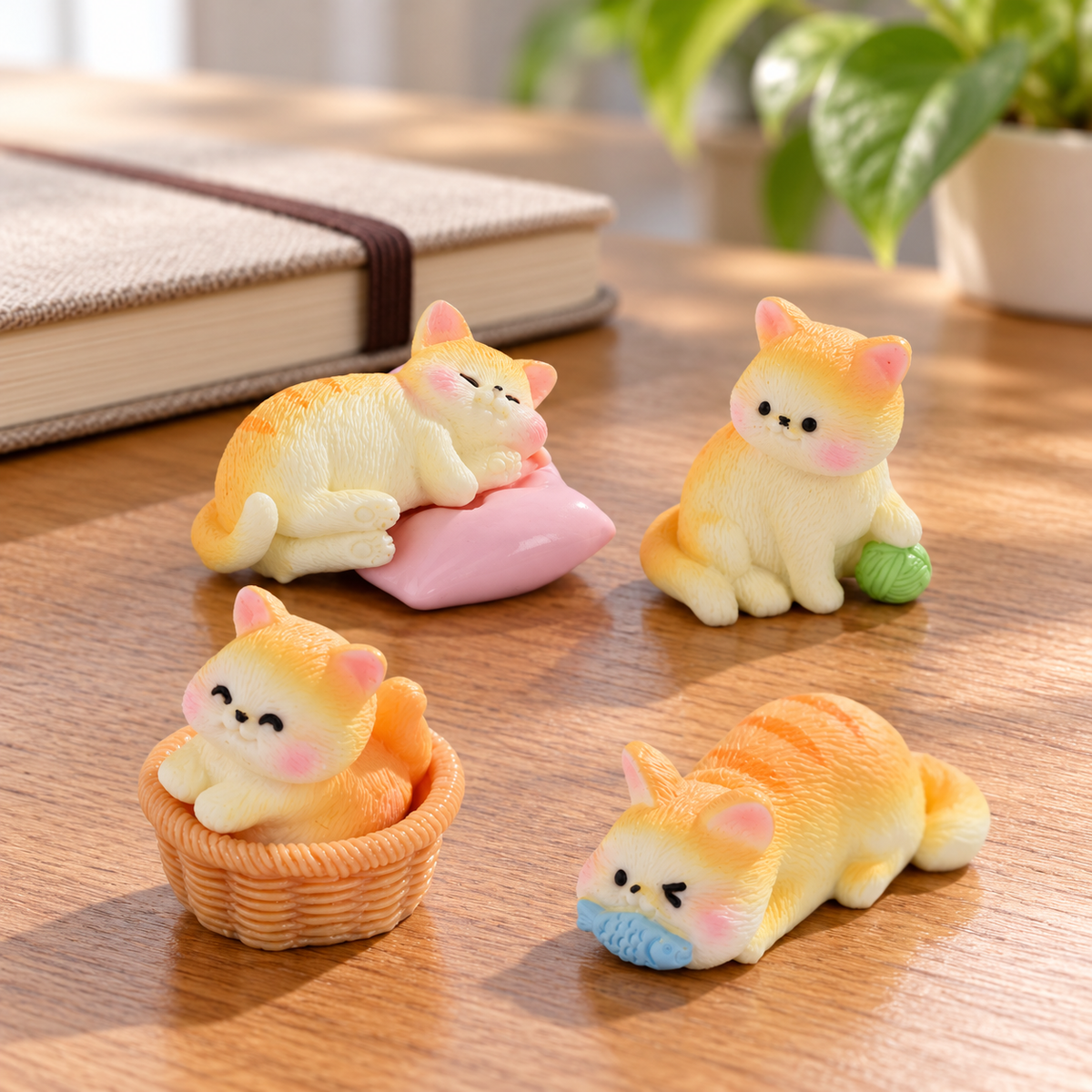 Tiny Cat Moments – Mini Resin Figurines | 4-Piece Set