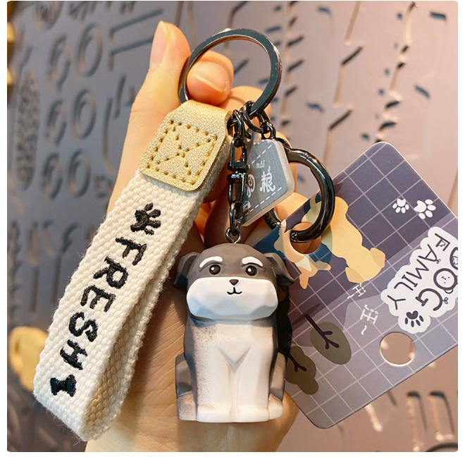 Dog Family – Wood-Carved Look Resin Keychains | 4 Styles