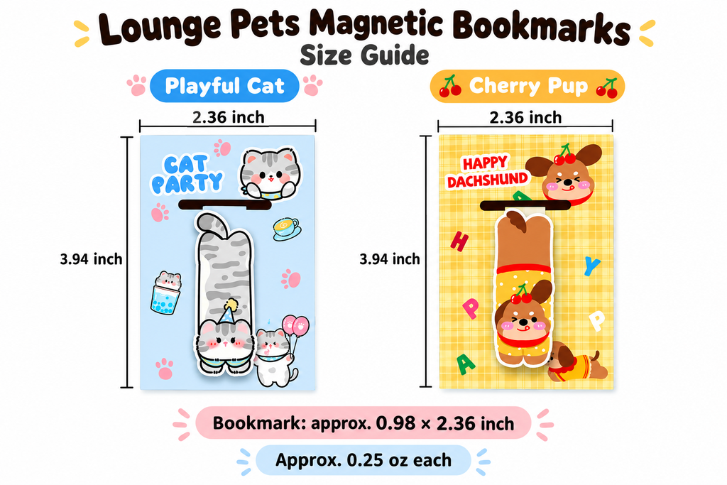 Lounge Pets – Cat & Dog Magnetic Bookmarks | 2 Styles