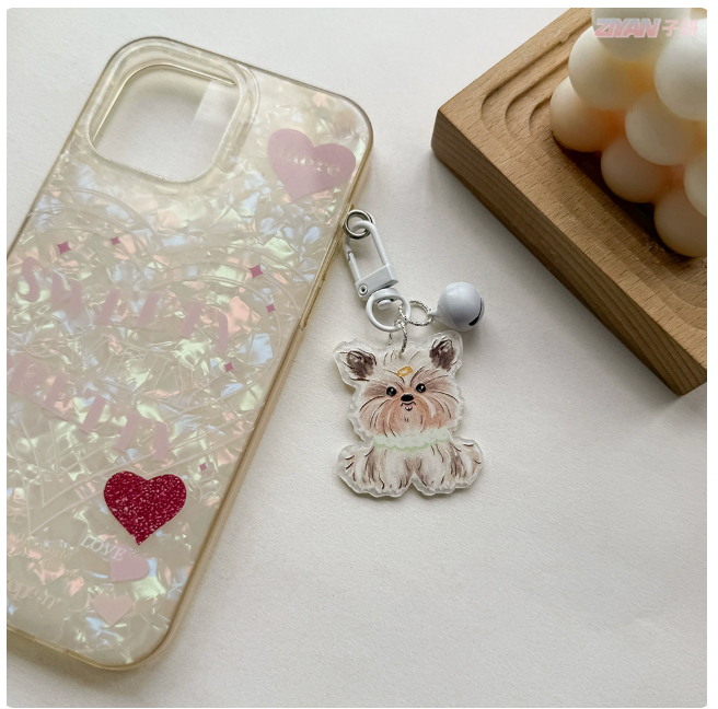 Little Puppy Acrylic Keychains with Bell | 5 Colors
