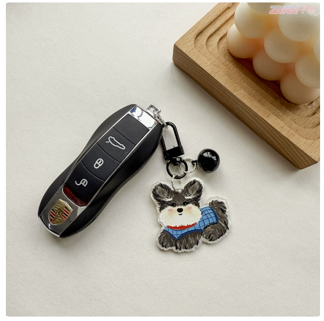 Little Puppy Acrylic Keychains with Bell | 5 Colors