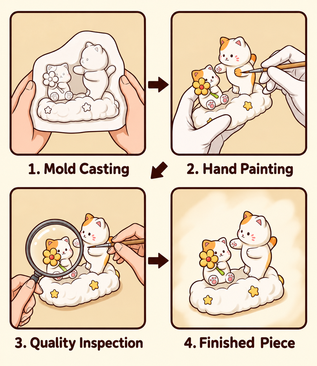Interactive Spinning Cat Figurine – Cloud & Garden Designs｜2 Styles