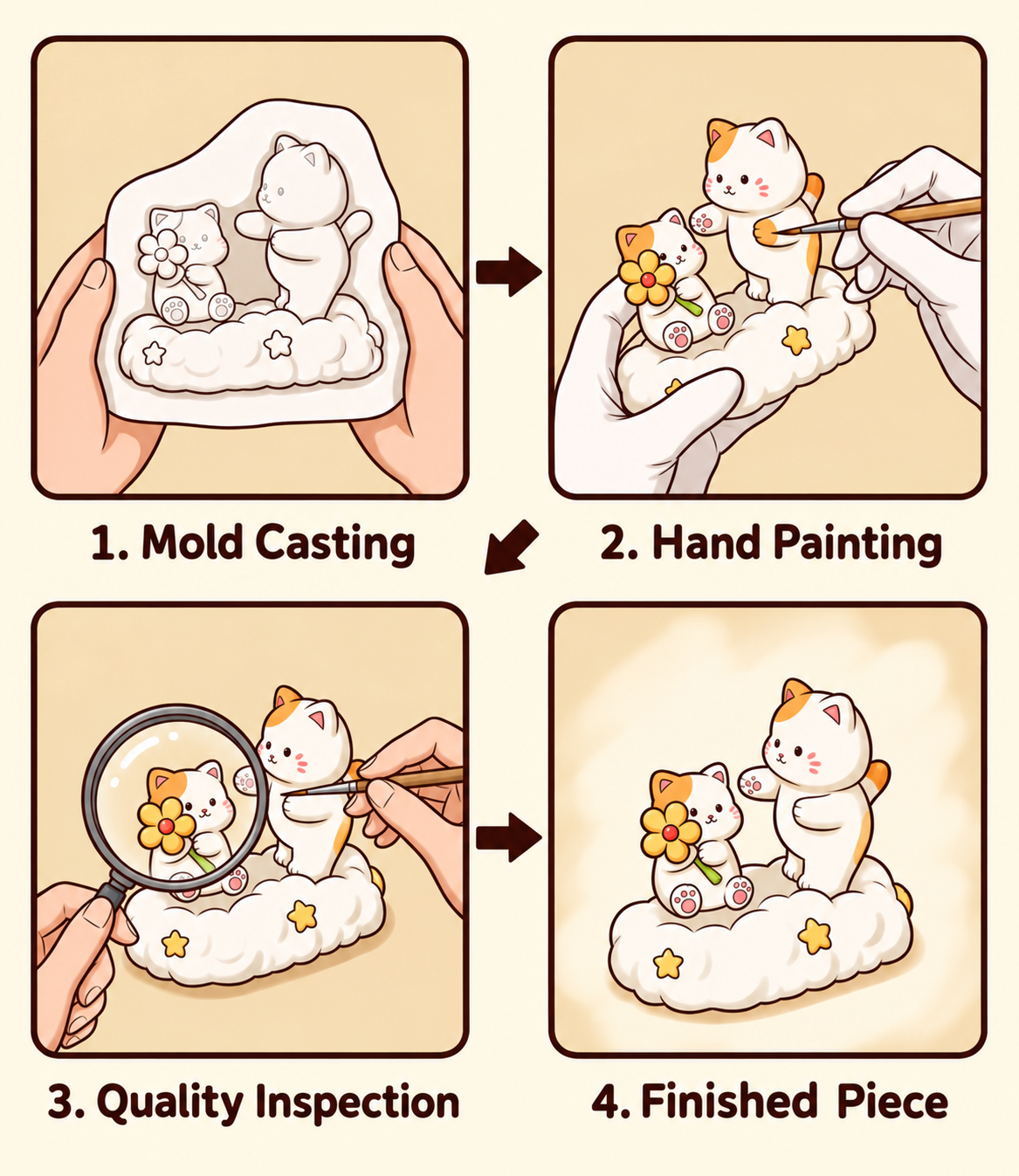 Interactive Spinning Cat Figurine – Cloud & Garden Designs｜2 Styles