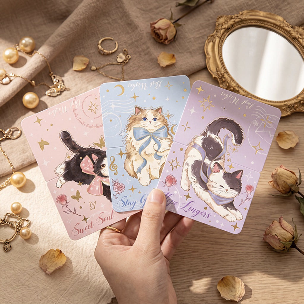 Whiskered Wishes – Gold Foil Cat Stand-Up Greeting Card (6 Designs)