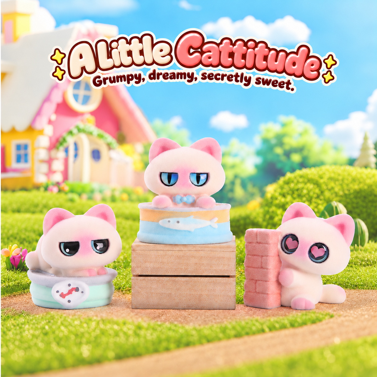 Pink Siamese Days – Flocked Cat Blind Box, 12 Designs + Secret