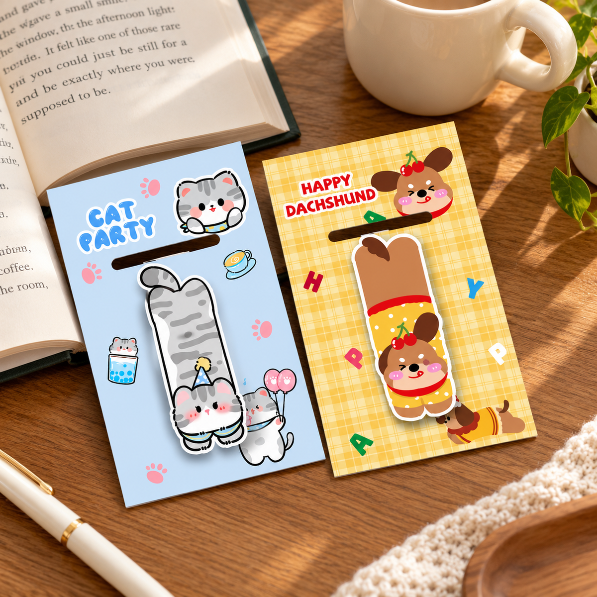 Lounge Pets – Cat & Dog Magnetic Bookmarks | 2 Styles