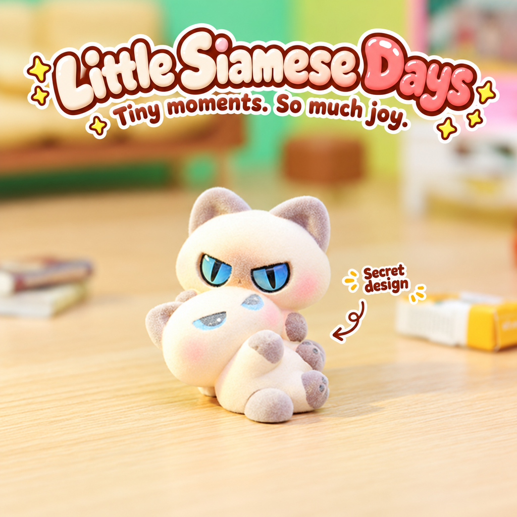 Little Siamese Days – Flocked Cat Blind Box, 12 Designs + Secret