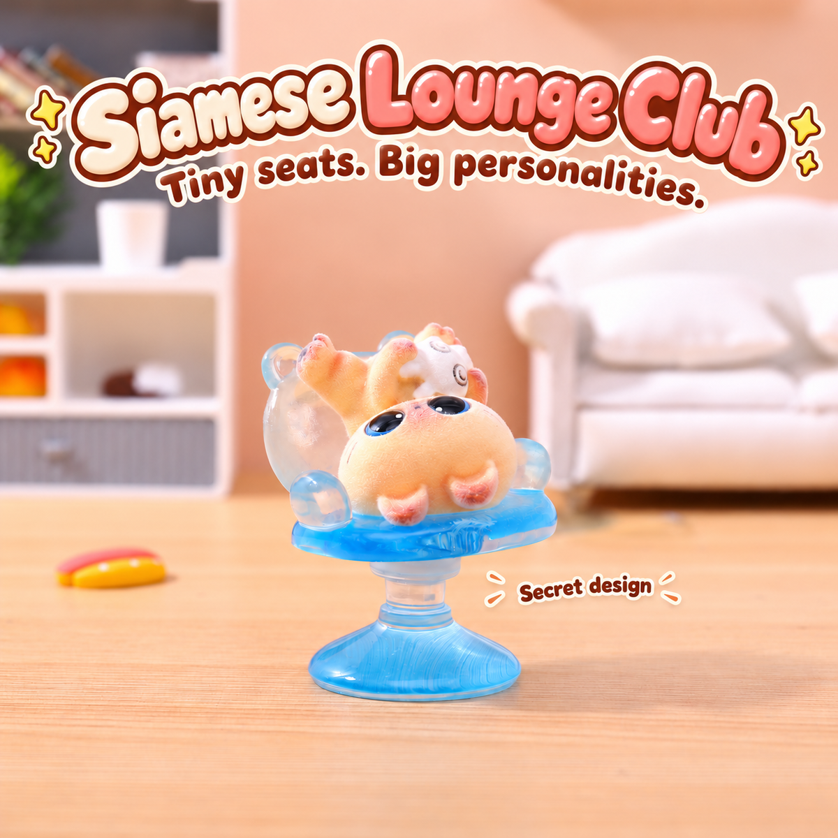 Siamese Lounge Club – Flocked Cat Swivel Chair Blind Box, 6 Designs + Secret