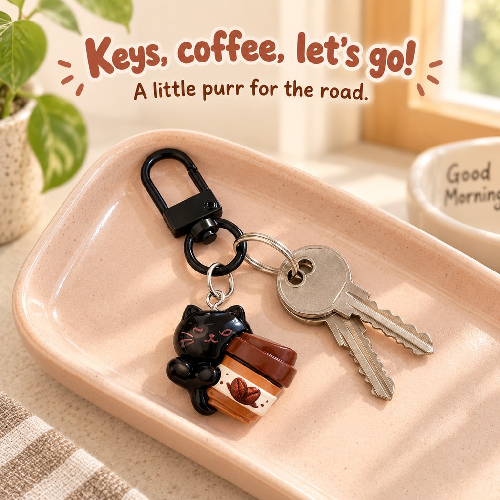 Coffee & Meow Club Keychains ☕🐾 – 6 Styles