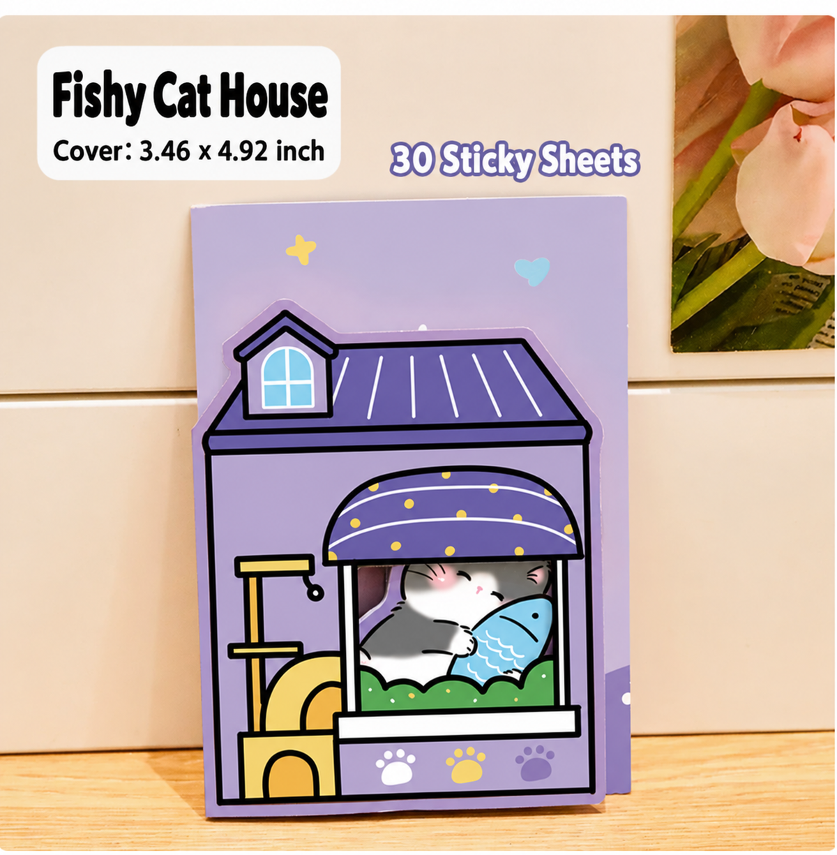 Peekaboo Cat – Window Sticky Notes | 30 Sheets, 4 Styles