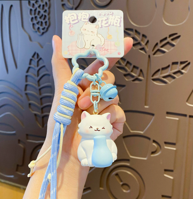 Kitty Hugs – Cat Keychains with Rope Strap & Bell | 6 Styles