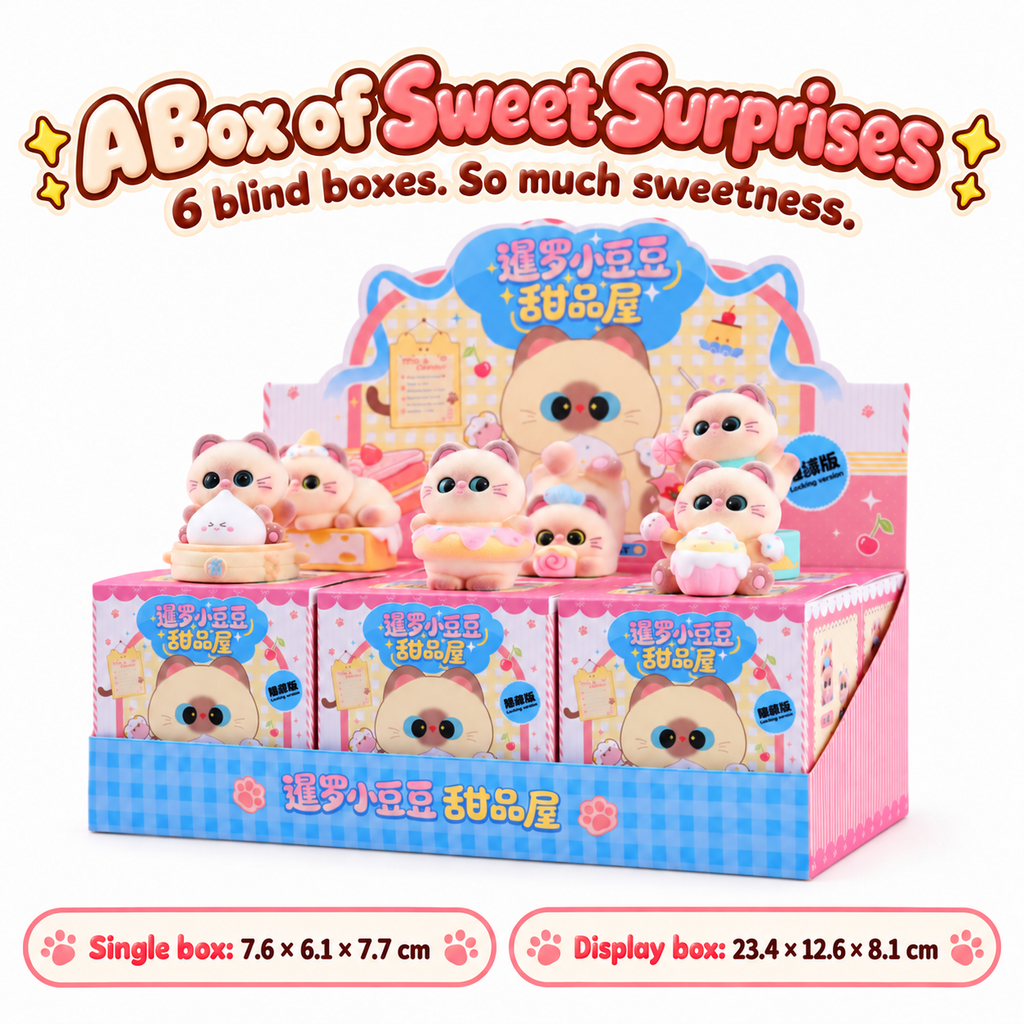 Siamese Sweet Shop – Flocked Cat Blind Box, 6 Designs + Secret