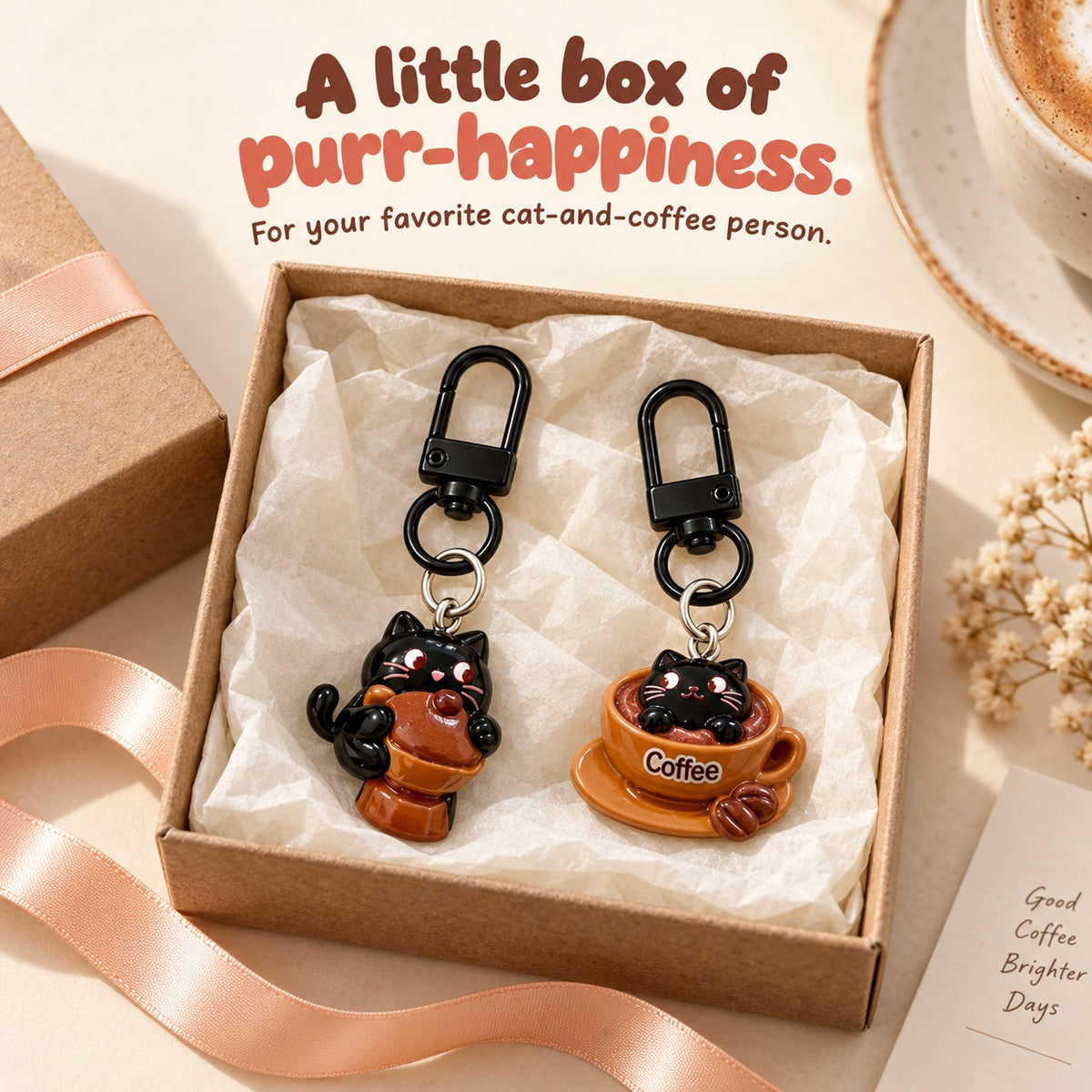 Coffee & Meow Club Keychains ☕🐾 – 6 Styles