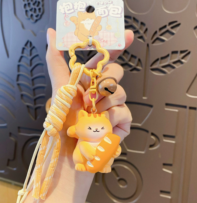 Kitty Hugs – Cat Keychains with Rope Strap & Bell | 6 Styles