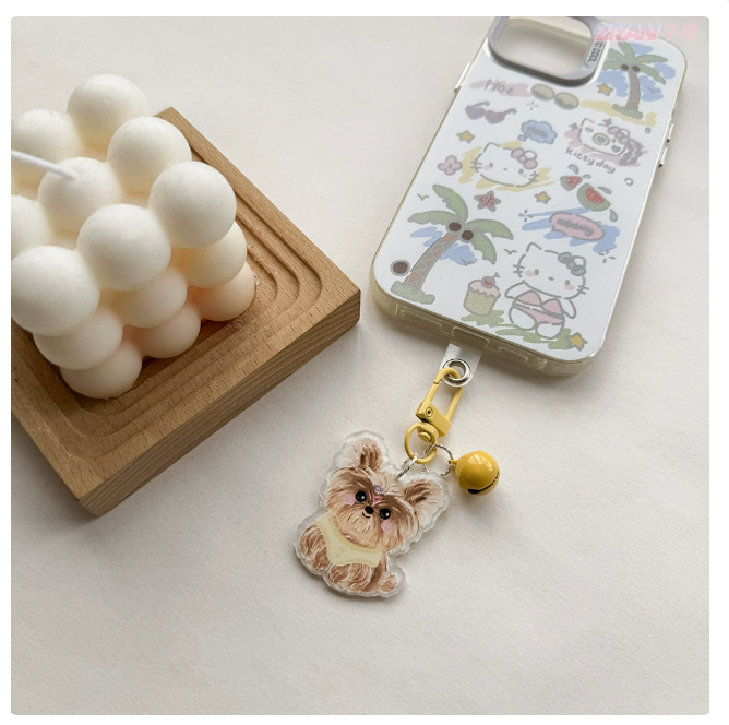 Little Puppy Acrylic Keychains with Bell | 5 Colors