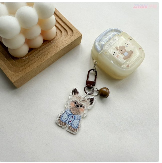 Little Puppy Acrylic Keychains with Bell | 5 Colors
