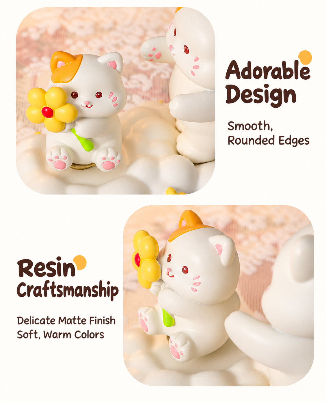 Interactive Spinning Cat Figurine – Cloud & Garden Designs｜2 Styles
