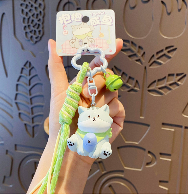 Kitty Hugs – Cat Keychains with Rope Strap & Bell | 6 Styles