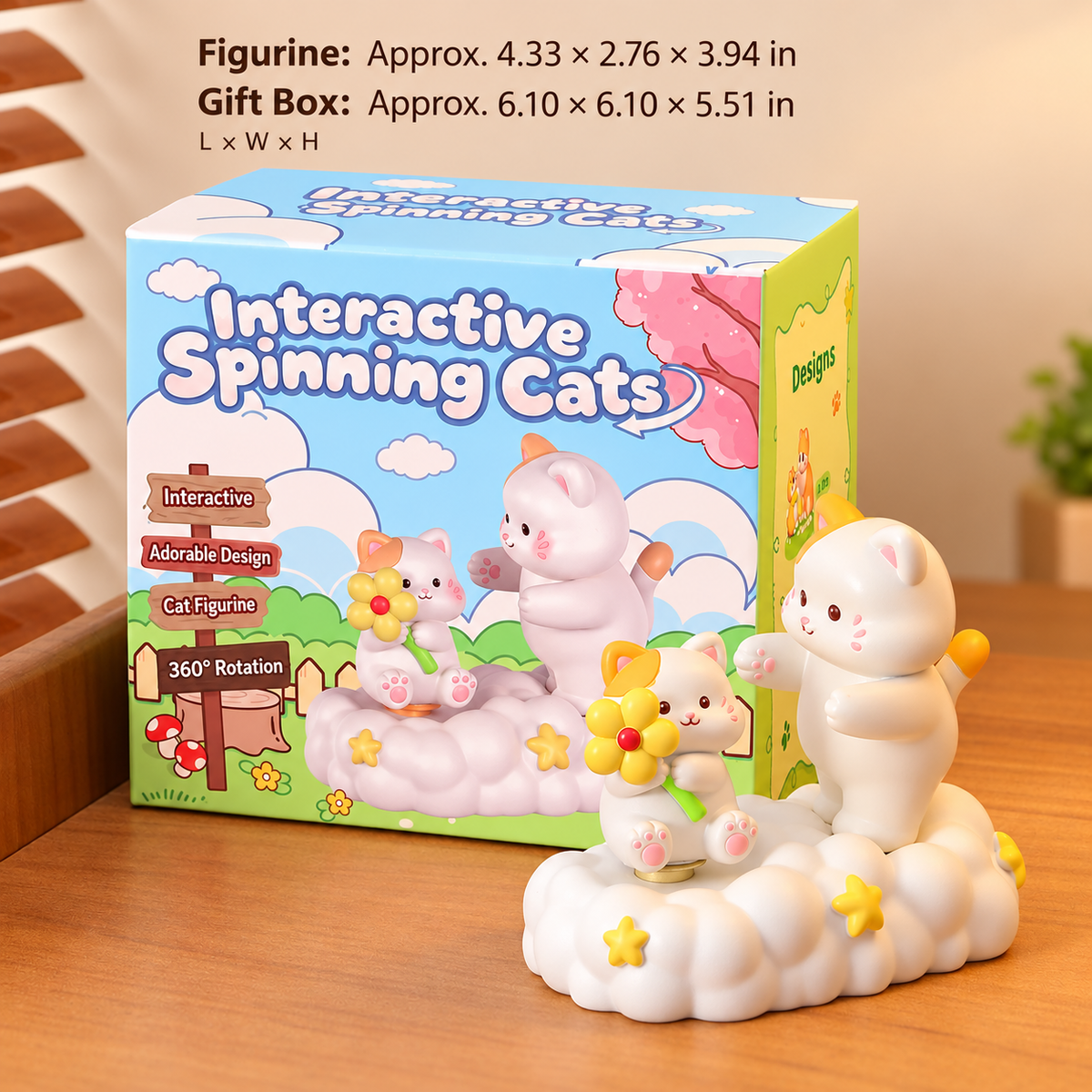 Interactive Spinning Cat Figurine – Cloud & Garden Designs｜2 Styles