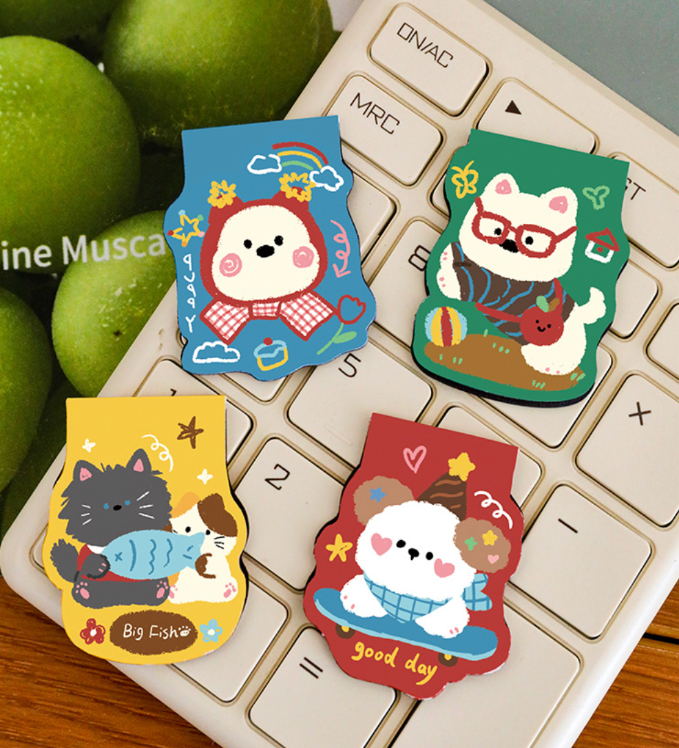 Have Fun – Retro Animal Magnetic Bookmarks | 4 Styles, Set of 2 each style