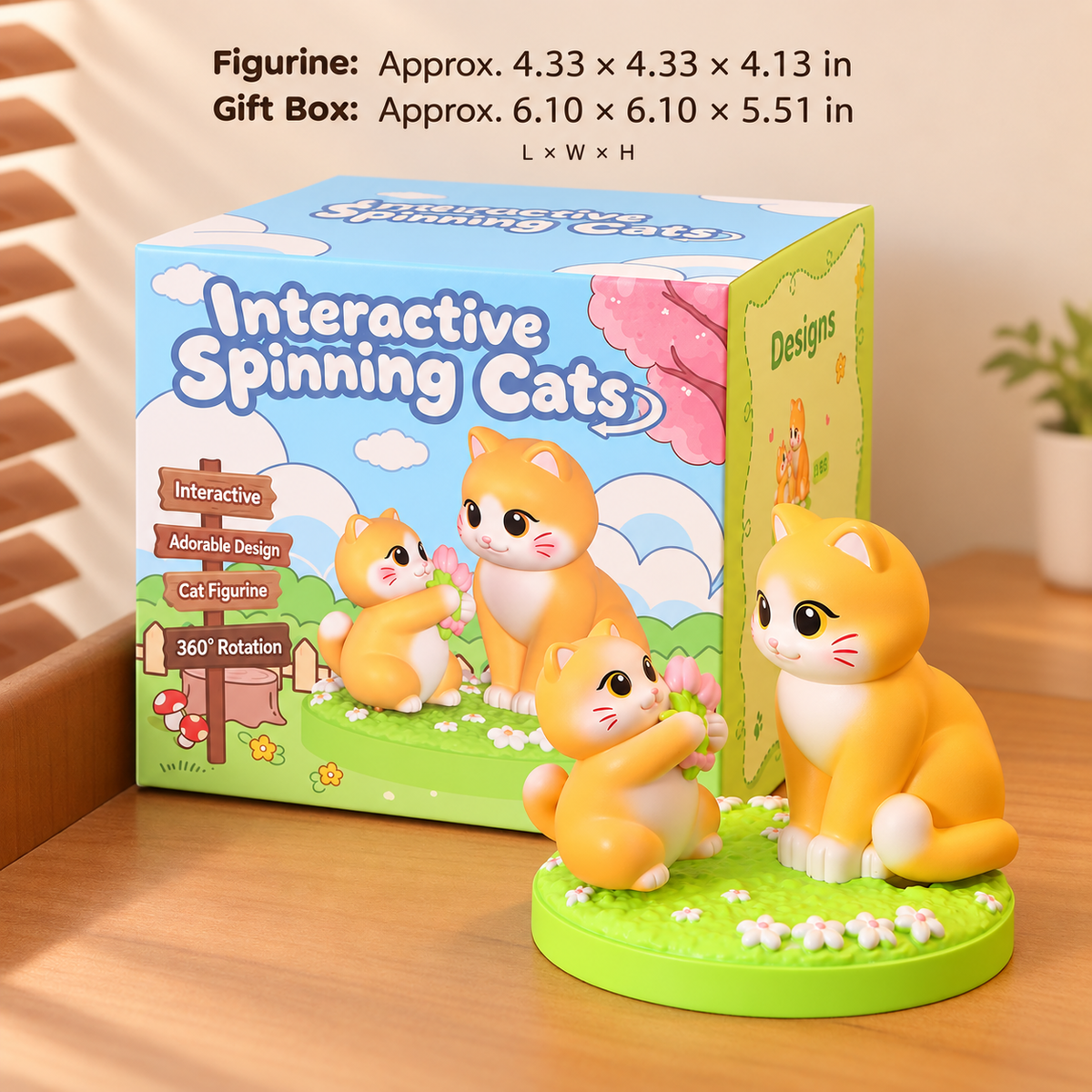 Interactive Spinning Cat Figurine – Cloud & Garden Designs｜2 Styles
