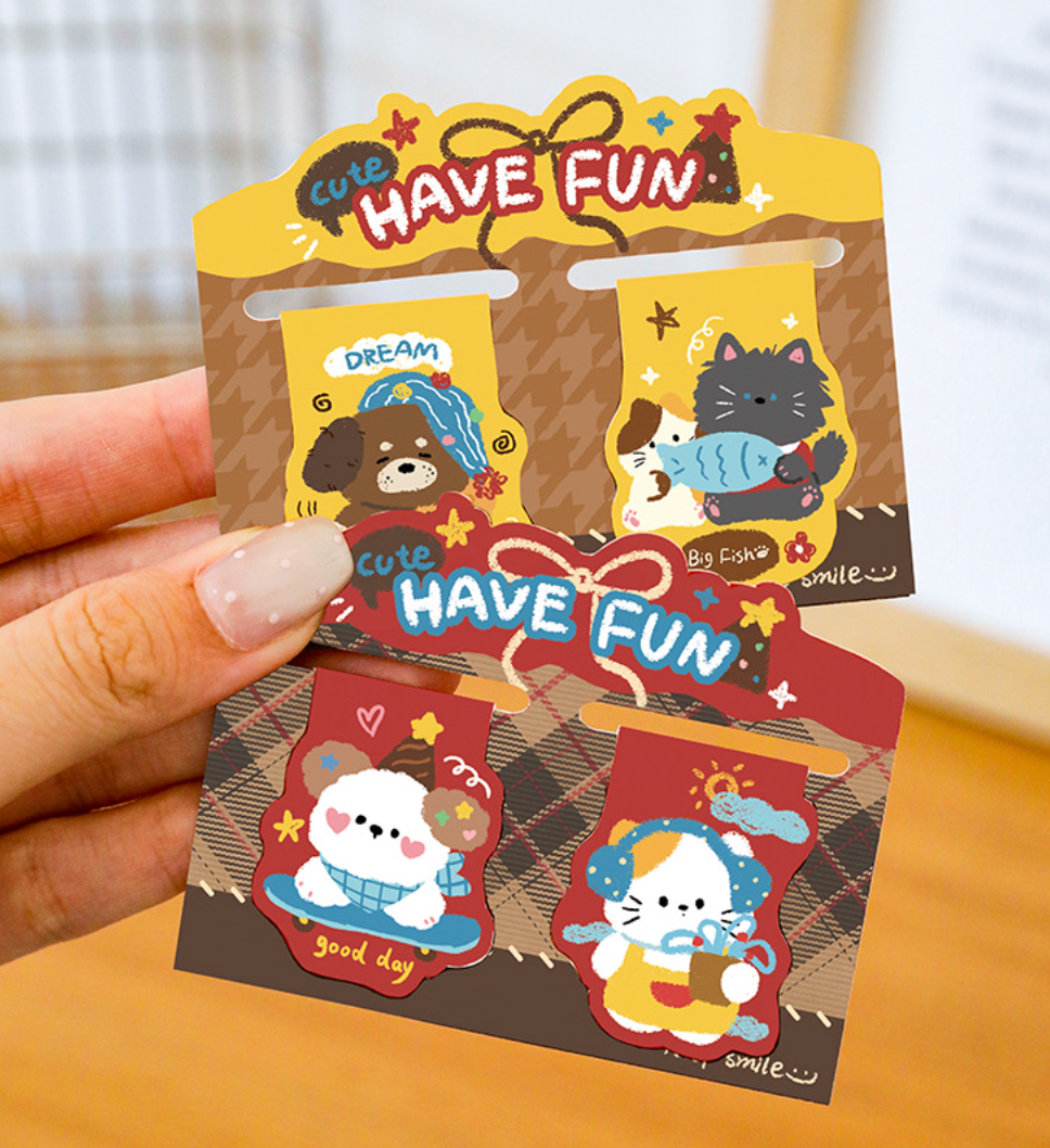 Have Fun – Retro Animal Magnetic Bookmarks | 4 Styles, Set of 2 each style