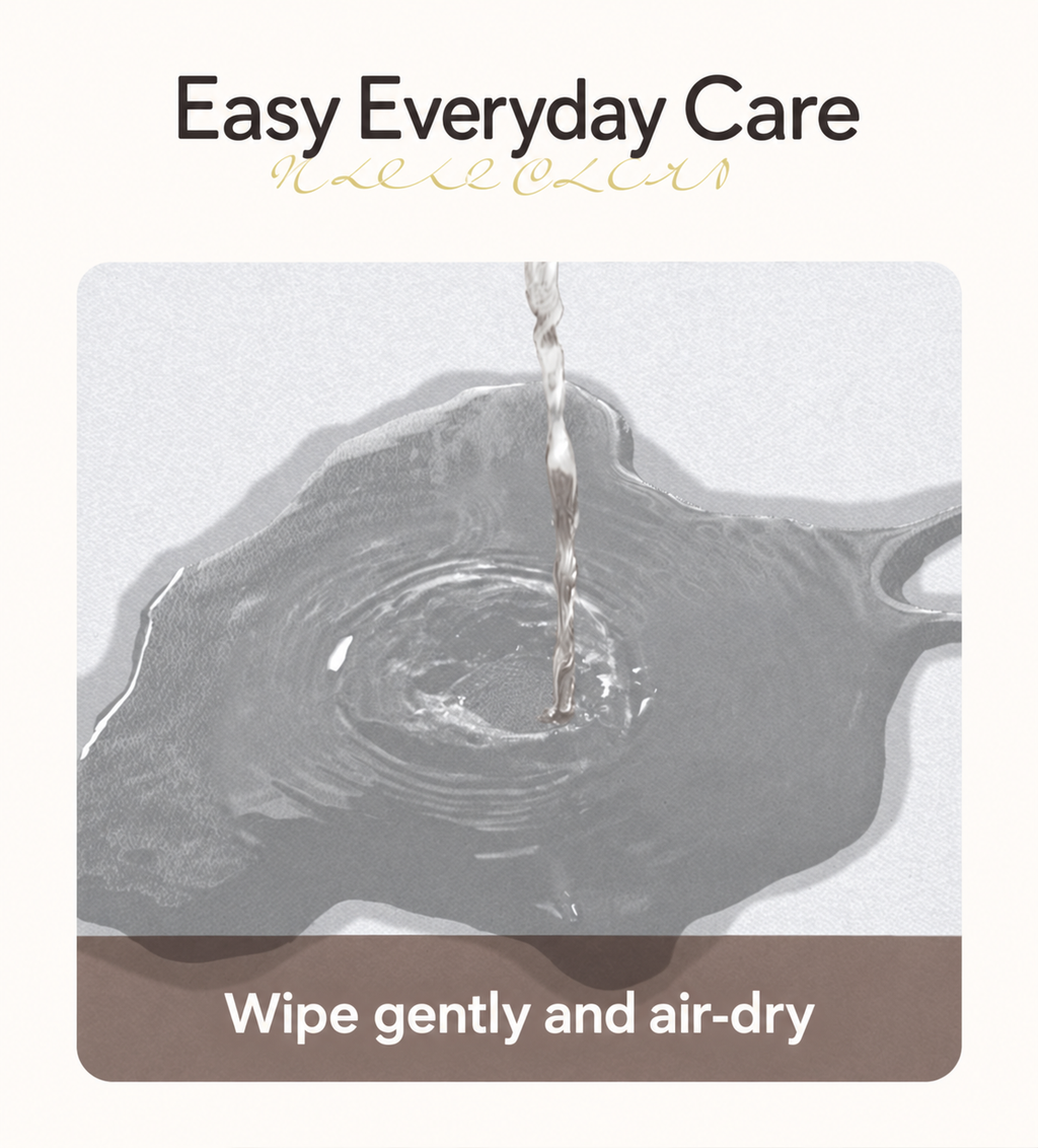 Easy care instructions: wipe gently and air-dry.