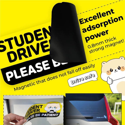Cute Student Driver Magnetic Car Sign | Please Be Patient, No Scratch