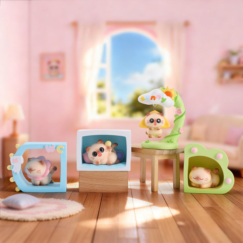 Meow Meow World Blind Box – Cat & Mini Scene Figures, 6 Designs + Secret (1/24)