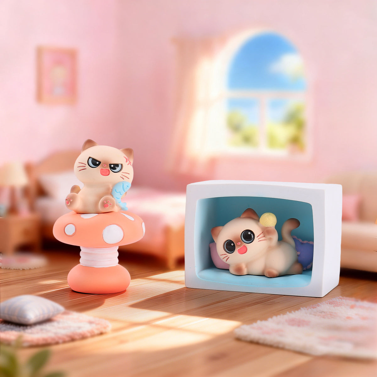 Meow Meow World Blind Box – Cat & Mini Scene Figures, 6 Designs + Secret (1/24)
