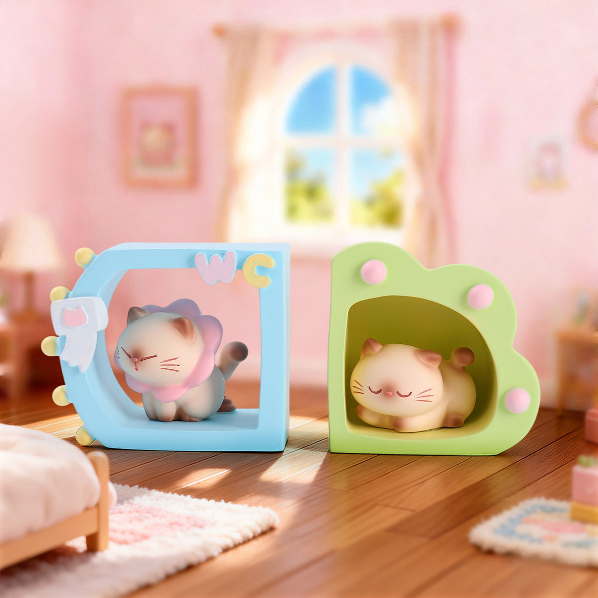 Meow Meow World Blind Box – Cat & Mini Scene Figures, 6 Designs + Secret (1/24)