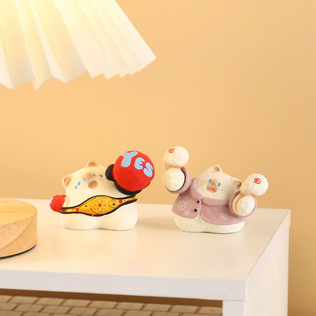 Cheerful Kitty Blind Box – Cute Resin Cat Figurines(1 Box / Full Set)