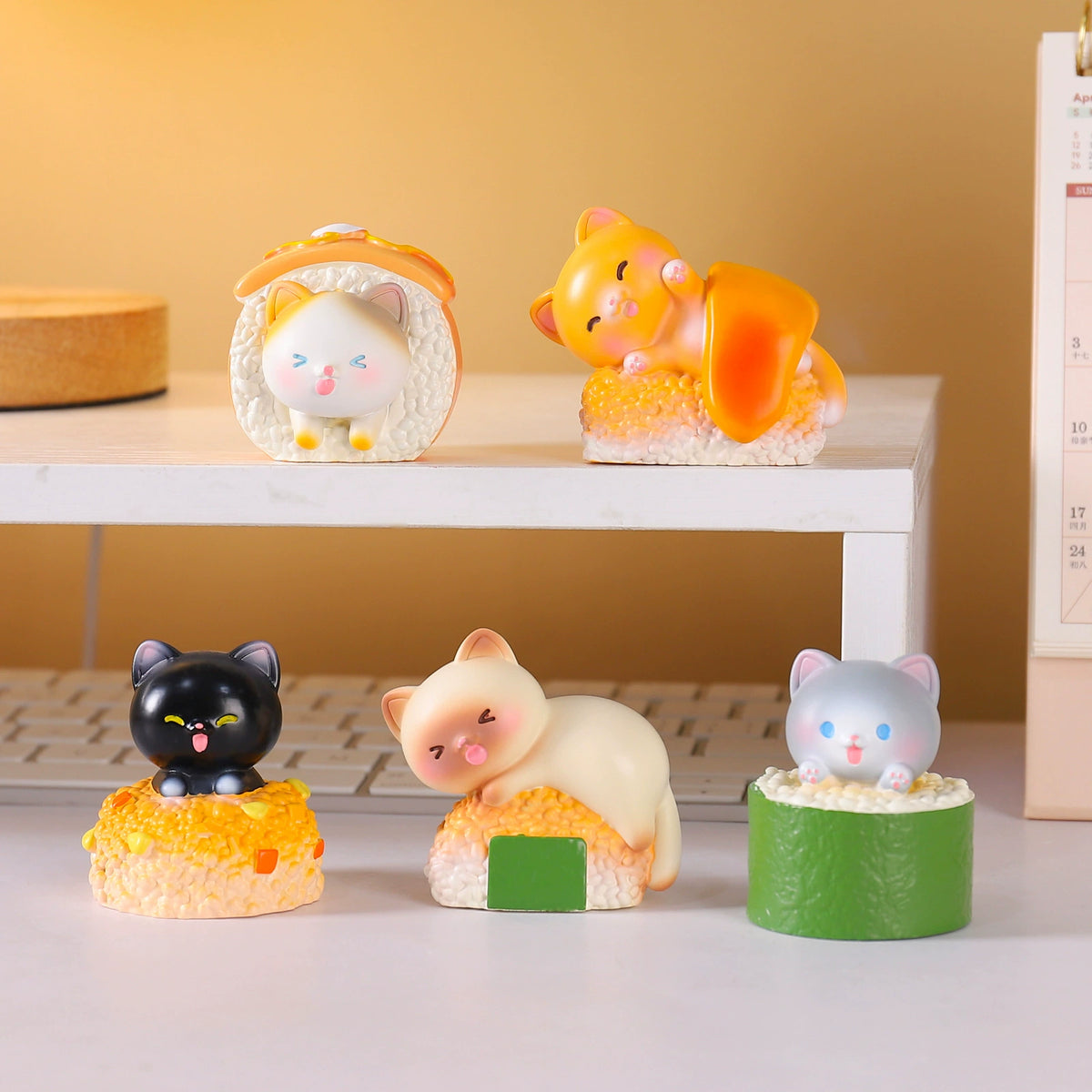 Meow Sushi Kitchen Blind Box – Cute Sushi Cat Figurines, 6 designs + 1 secret(1 Box / Full Set)