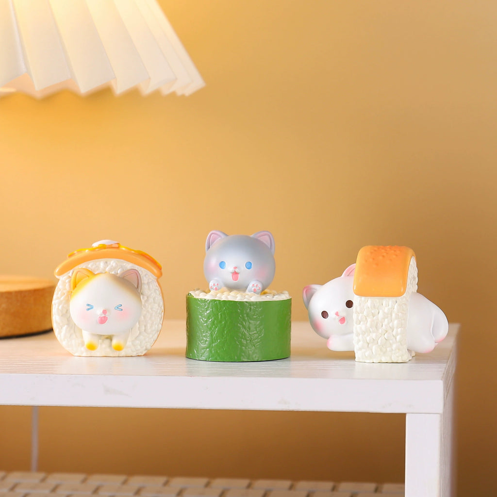 Meow Sushi Kitchen Blind Box – Cute Sushi Cat Figurines, 6 designs + 1 secret(1 Box / Full Set)